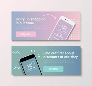 Banner with phones Stock Illustration