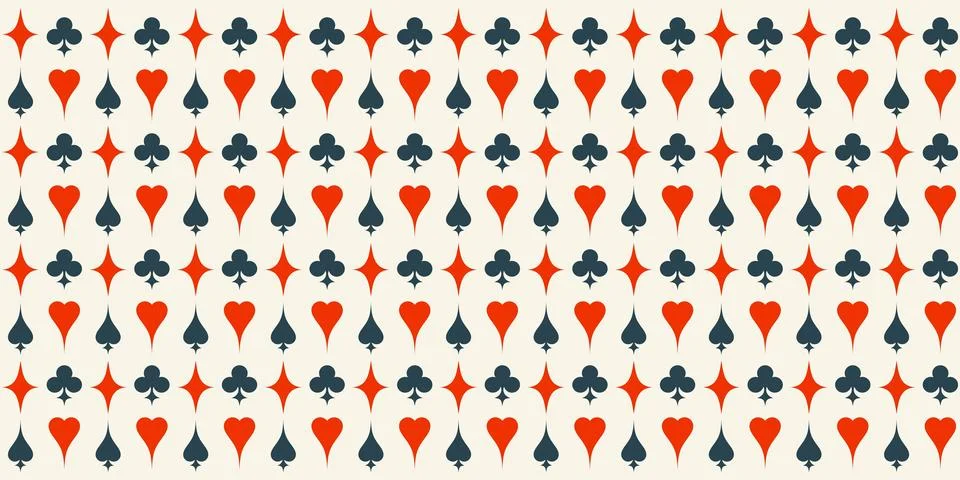 Banner with Playing card suits pattern. Spades, Hearts, Clubs, and Diamonds Stock Illustration