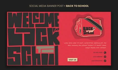 Banner post template for back to school campaign design with typography and.. Stock Illustration