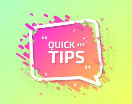 Banner of quick tips. Speech bubble helpful trick Stock Illustration
