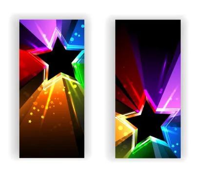 Banner with rainbow rays Stock Illustration