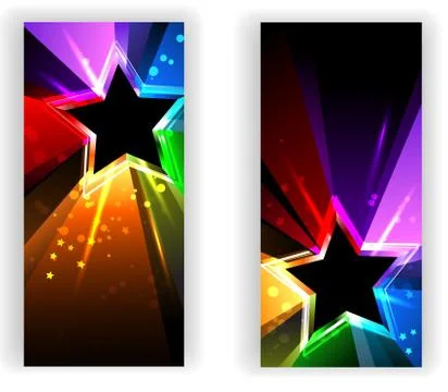 Banner with Rainbow Rays Stock Illustration