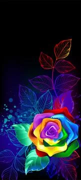 Banner with rainbow roses Stock Illustration