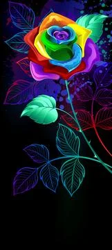 Banner with rainbow roses Stock Illustration