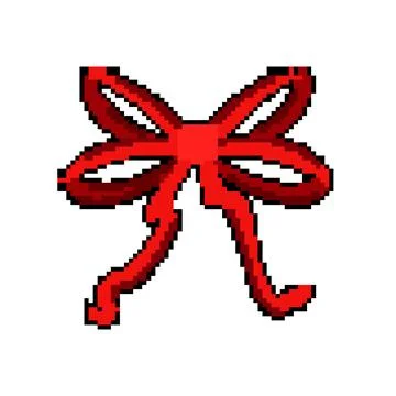 Banner red bow ribbon pixel art vector illustration Illustrazione stock
