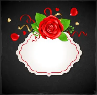 Banner with red rose Stock Illustration