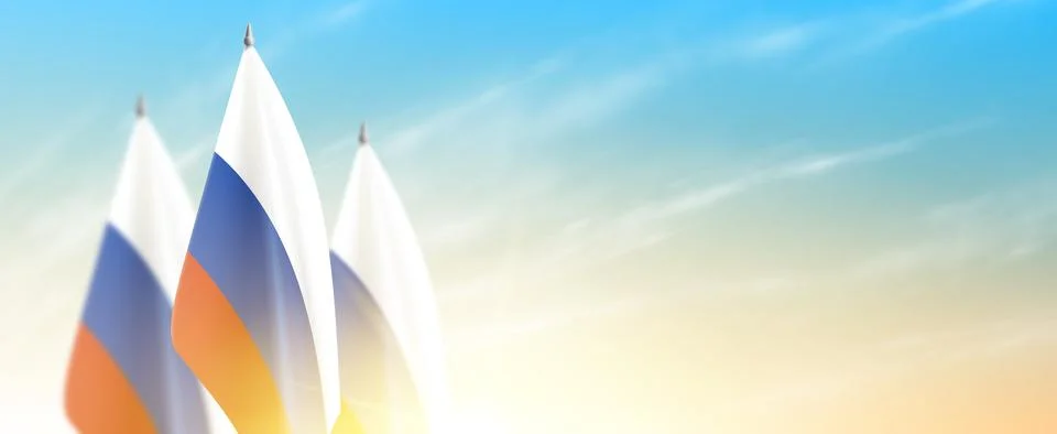 Banner with Russian flags Stock Illustration