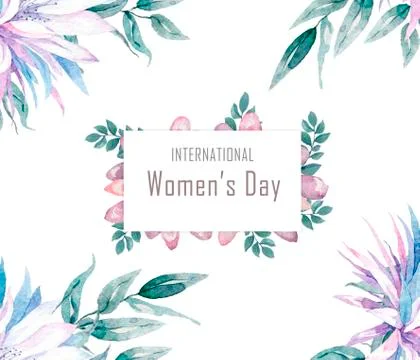 Banner for sale International Happy Women's Day on flower background. Flyer f Stock Illustration