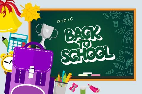 Banner on the school theme on the school board. The inscription back to school Stock Illustration