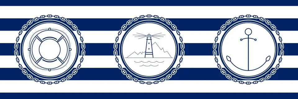 Banner with Sea Emblems Stock-Illustration