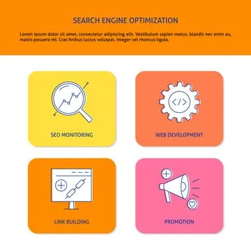 Banner with search engine optimization symbols and place for text Stockillustratie