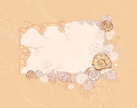 Banner with seashell Stock Illustration