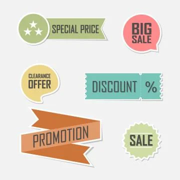 Banner set of offer flat elements lable design Illustrazione stock