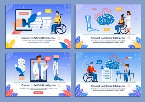 Banner Set Presenting AI Technology for Disabled Illustrazione stock