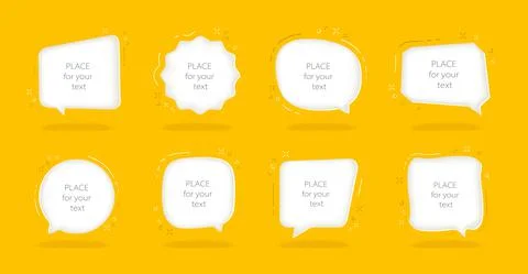 Banner set vector. Speech bubbles, social media labels. News or thinking quiz Stock Illustration