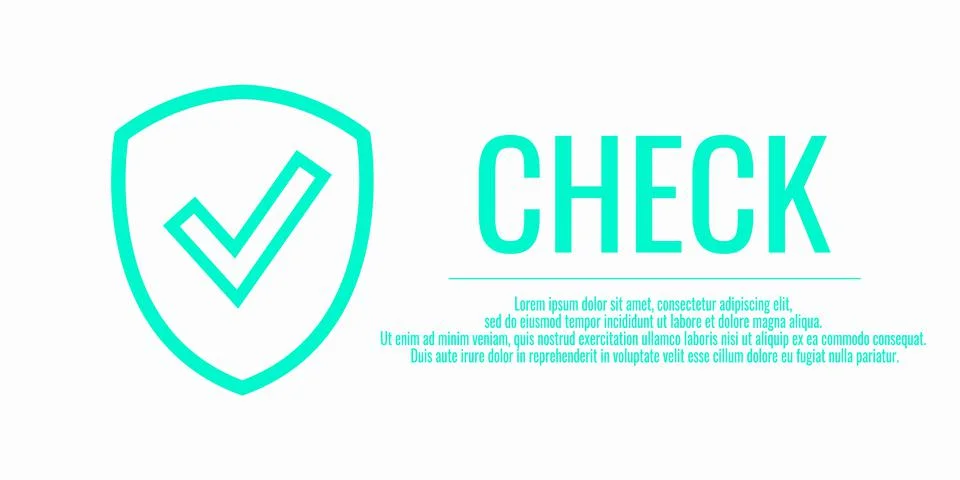 Banner shield check mark icon. Place for your text. Cope space. Vector illust Stock Illustration