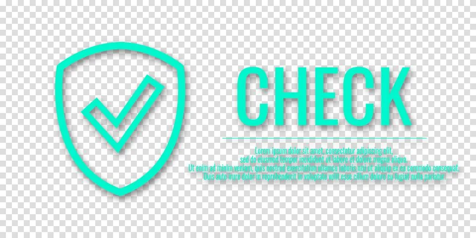 Banner shield check mark icon. Place for your text. Cope space. Vector illu.. Stock Illustration
