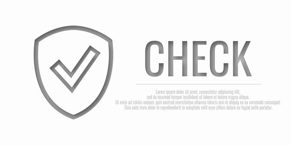 Banner shield check mark icon. Place for your text. Cope space. Vector illu.. Stock Illustration