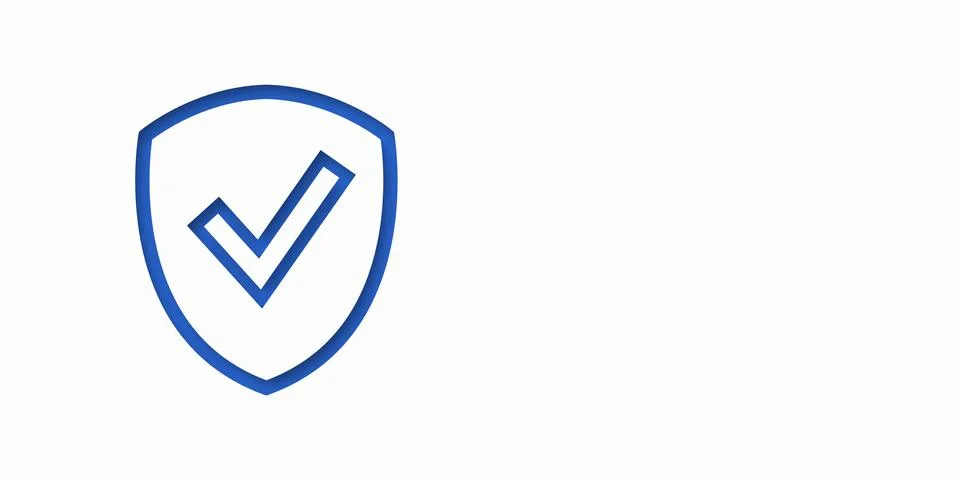 Banner shield check mark icon. Place for your text. Cope space. Vector illu.. Stock Illustration