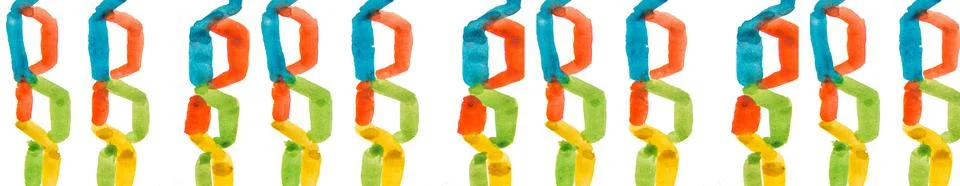 Banner simple pattern vertical multicolored chain, children's hand-drawn wate 스톡 일러스트