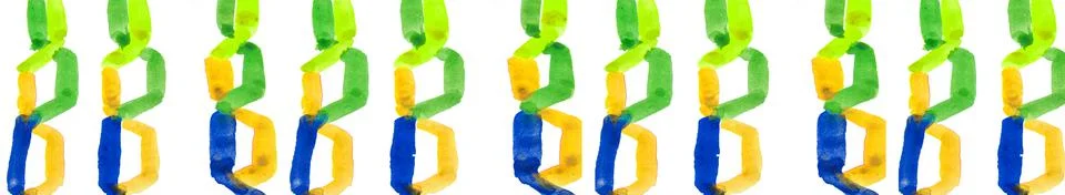 Banner simple pattern vertical multicolored chain, children's hand-drawn wate Stock Illustration