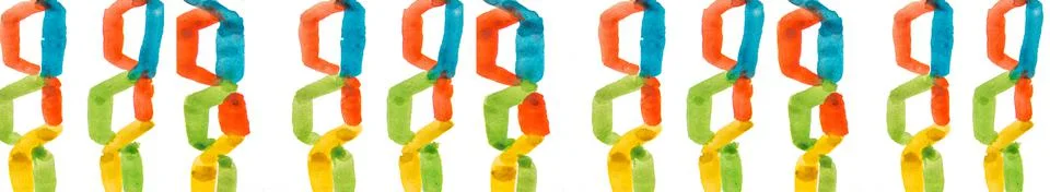 Banner simple pattern vertical multicolored chain, children's hand-drawn wate Stock Illustration