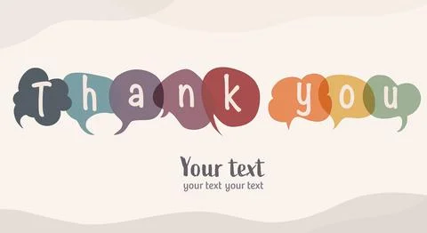 Banner with speech bubbles with letters that form the text Thank you- Gratitude Stock Illustration