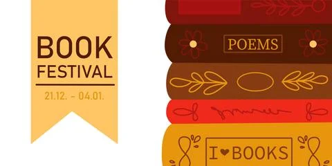 Banner with stack of books for book festival Stock Illustration