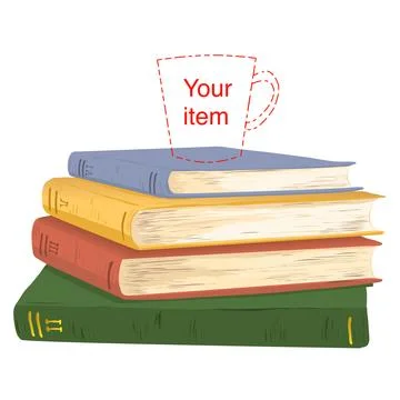 A banner with a stack of thick books to insert your item or lettering. Stock Illustration