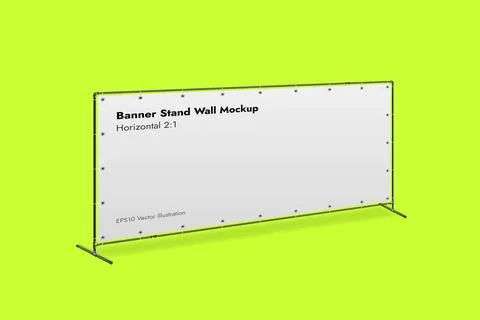 Banner Stand Wall on Green Background Vector Illustration. Illustrazione stock