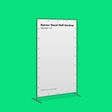 Banner Stand Wall on Green Background Vector Illustration. Stock Illustration