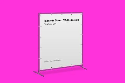 Banner Stand Wall on Pink Background Vector Illustration. Illustrazione stock