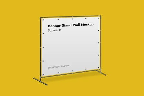 Banner Stand Wall on Yellow Background Vector Illustration. Stock Illustration