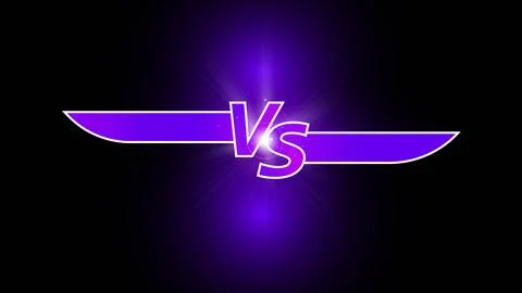 Banner. Stylized 'VS' battle emblem with radiant purple effects against dark Stock Illustration