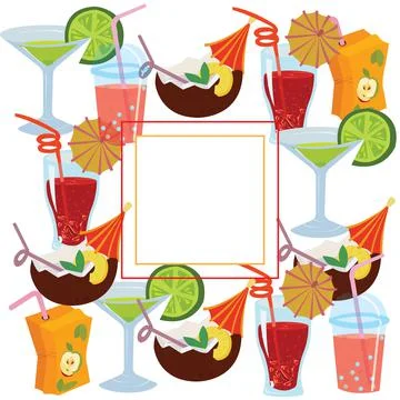 Banner. Summer cool drinks set. Vector stock illustration isolated Stock Illustration
