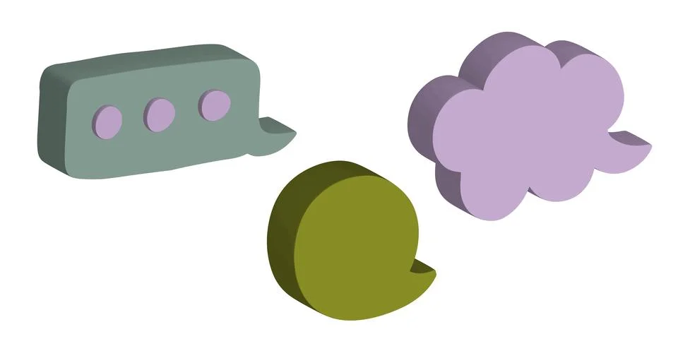Banner with talking bubbles for chat. Speech bubble 3d. Dialog icon set on is Illustration