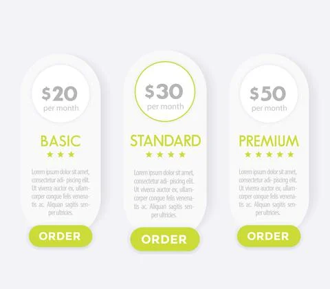 Banner for tariffs with price, vector template Stock Illustration