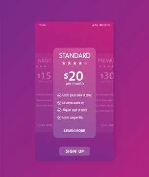 Banner for tariffs with prices, mobile template Stock Illustration