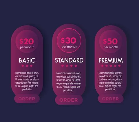 Banner for tariffs with prices, vector design template Stock Illustration