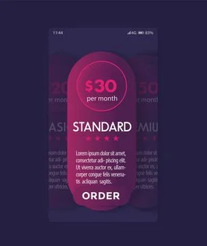 Banner for tariffs with prices, vector mobile template Stock Illustration