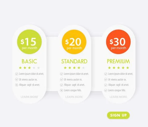 Banner for tariffs, prices, vector template Stock Illustration