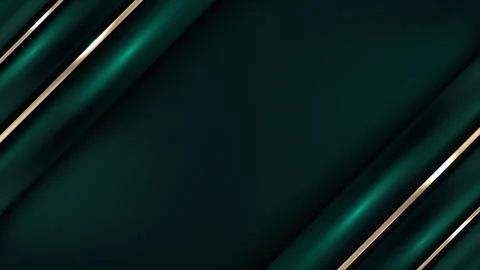 Banner template abstract elegant 3D realistic green and gold stripes lines pa Stock Illustration