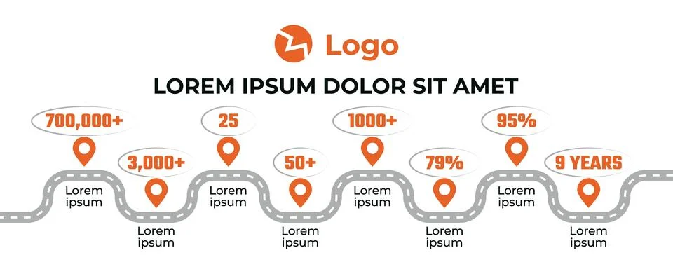 Banner template with analytical data or statistics as marks on an asphalt road Stock Illustration