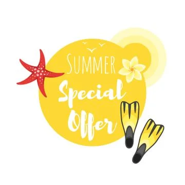 Banner template design with beach elements Stock Illustration