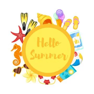 Banner template design with  beach elements Stock Illustration