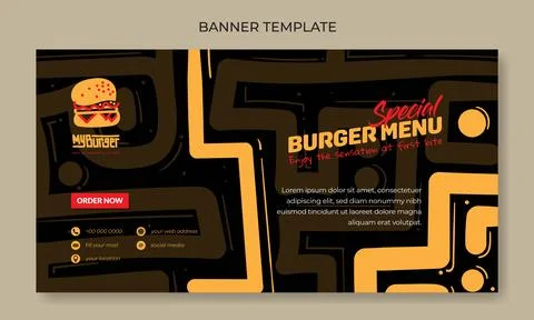 Banner template design with yellow hand drawn in black background for fast .. Stock Illustration