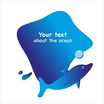 Banner template with a dolphin on a white background Illustrazione stock