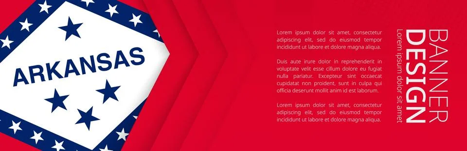 Banner template with flag of U.S. state Arkansas for advertising travel, bu.. Stock Illustration
