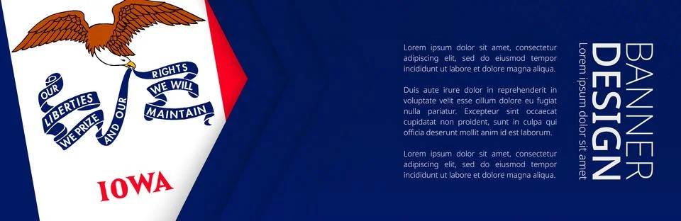 Banner template with flag of U.S. state Iowa for advertising travel, busine.. Illustrazione stock
