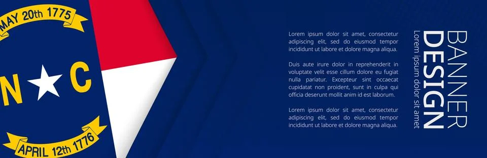 Banner template with flag of U.S. state North Carolina for advertising trav.. Stock Illustration